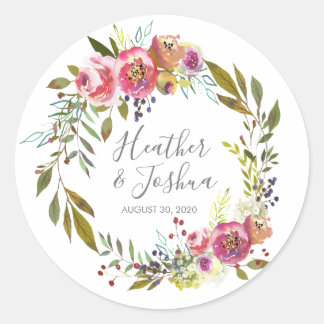 Adesivo Redondo Pastel Blooms Fantasy Casamento Floral