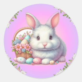 Adesivo Redondo Pastel Bonito Coelho da Páscoa