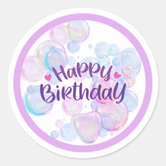 Adesivo Redondo Pastel Bubble “Happy Birthday” Sticker