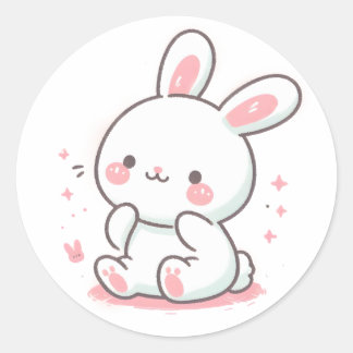 Adesivo Redondo Pastel Bunny Design, Bonita Cor Mole Arte Coalhada