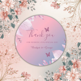 Adesivo Redondo Pastel cherry flor sakura obrigado de casamento vo