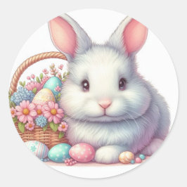 Adesivo Redondo Pastel Coelho da Páscoa bonito