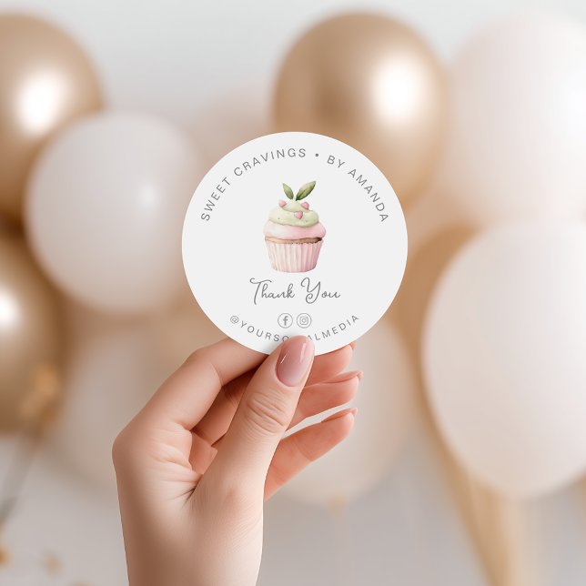 Adesivo Redondo Pastel Cupcake Bakery Sweets (Criador carregado)