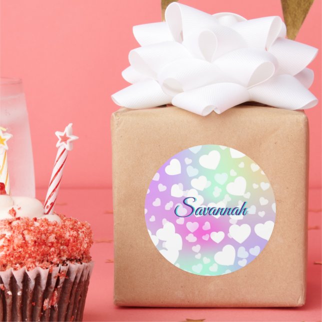 Adesivo Redondo Pastel Falling Hearts Personalizado (Festa)