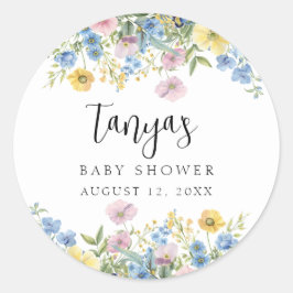 Adesivo Redondo Pastel Floral Baby in Bloom Watercolor Convite