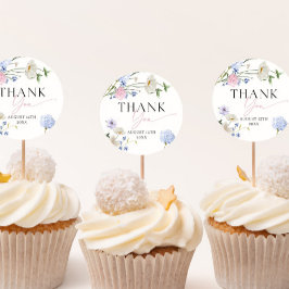 Adesivo Redondo Pastel Floral Obrigado