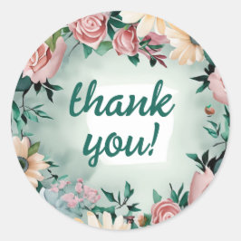 Adesivo Redondo Pastel Flower Elegance: Casamento Floral Verde Sag