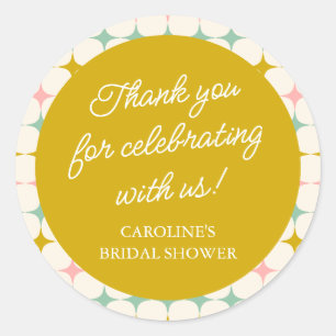 Adesivo Redondo Pastel Geométrico de Vintage Personalizado Obrigad