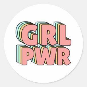 Adesivo Redondo Pastel GRL PWR