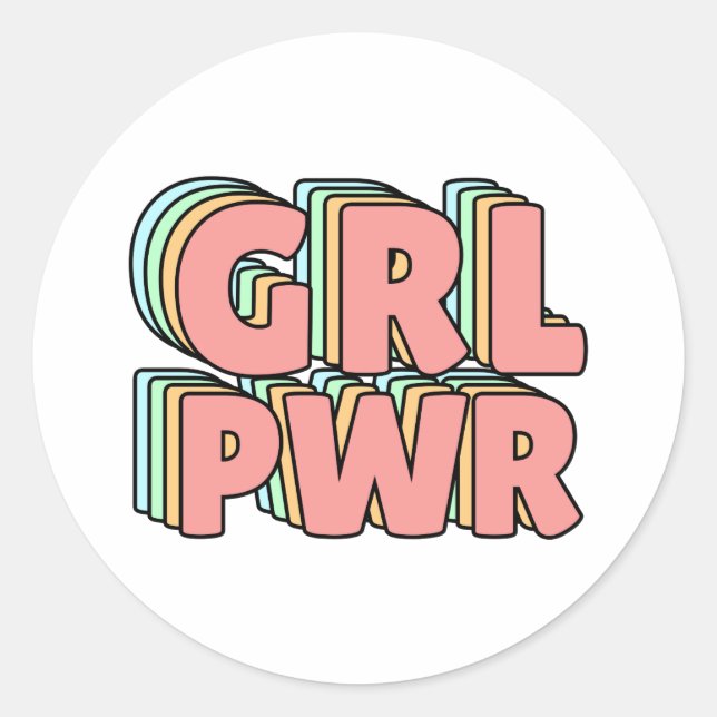 Adesivo Redondo Pastel GRL PWR (Frente)