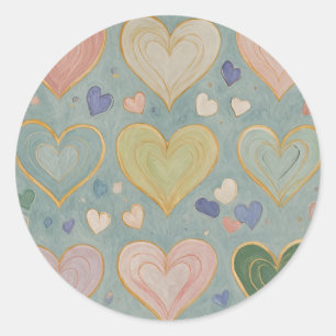 Adesivo Redondo Pastel Heart Tapeçaria