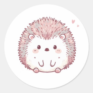 Adesivo Redondo Pastel Hedgehog Design, Pasta de Cor Suave, Arte A