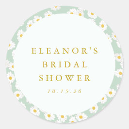 Adesivo Redondo Pastel Hortelã Salvia Margarida Floral Chá de Noiv