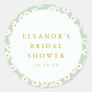 Adesivo Redondo Pastel Hortelã Salvia Margarida Floral Chá de Noiv