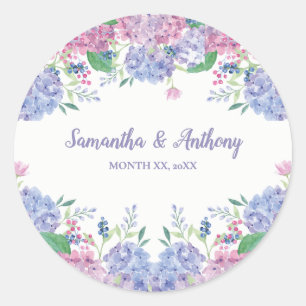 Adesivo Redondo Pastel Hydrangeas - Casamento Floral