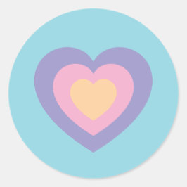 Adesivo Redondo pastel love heart