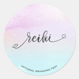 Adesivo Redondo *~* Pastel Magenta Turquoise Black Glitter REIKI