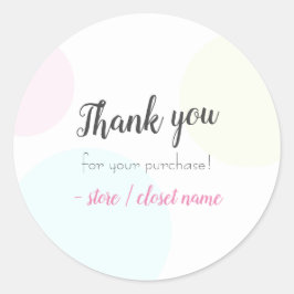 Adesivo Redondo Pastel Moderno Simples Agradecemos Sua Compra
