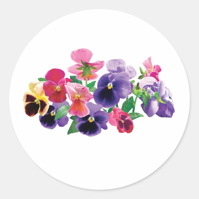 Adesivo Redondo Pastel Pansies (Frente)