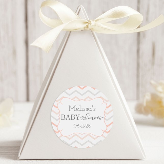 Adesivo Redondo Pastel Peach e Cinza Zag (Criador carregado)