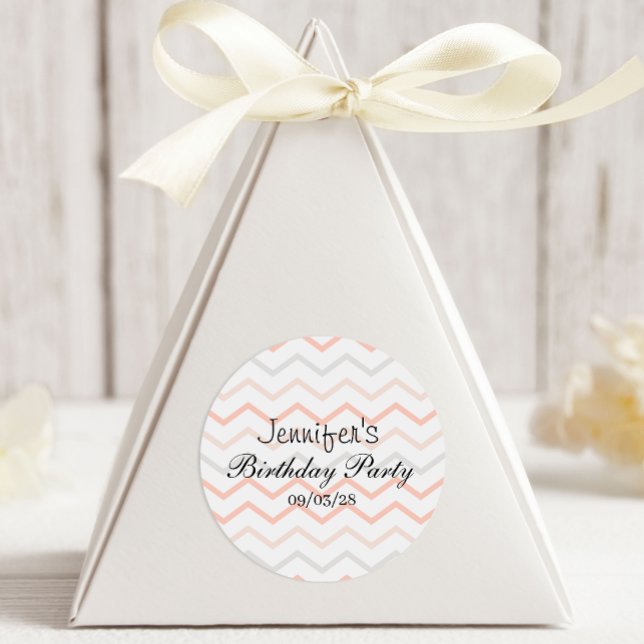 Adesivo Redondo Pastel Peach e Cinza Zag (Criador carregado)