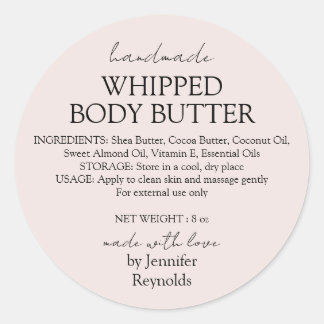 Adesivo Redondo Pastel Pink Body Butter Organic Business Classic