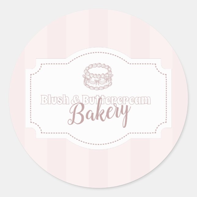 Adesivo Redondo Pastel Pink Cake Bakery Personalizado (Frente)