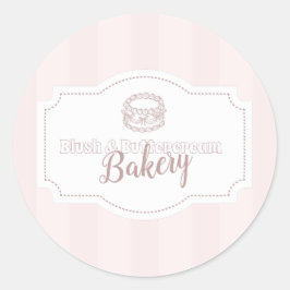 Adesivo Redondo Pastel Pink Cake Bakery Personalizado