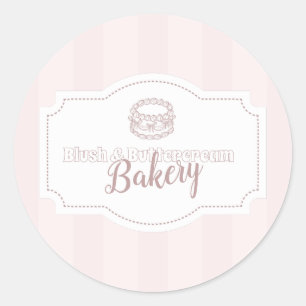 Adesivo Redondo Pastel Pink Cake Bakery Personalizado