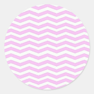 Adesivo Redondo Pastel Pink  Chevron Stripes Round Sticker