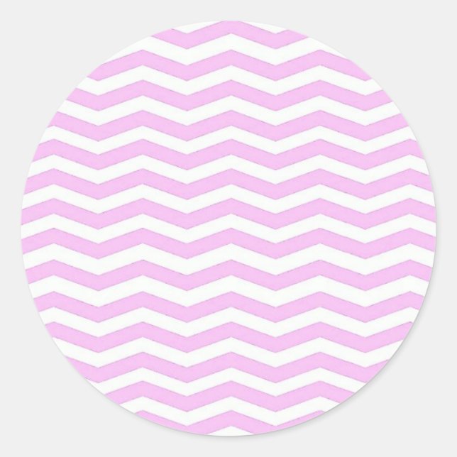 Adesivo Redondo Pastel Pink  Chevron Stripes Round Sticker (Frente)