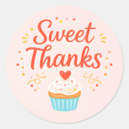 Adesivo Redondo Pastel Pink Cupcake Baking Thank You Sticker