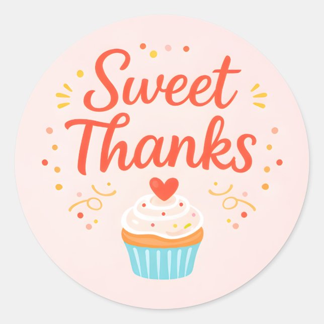 Adesivo Redondo Pastel Pink Cupcake Baking Thank You Sticker (Frente)
