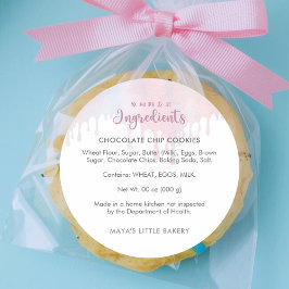 Adesivo Redondo Pastel Pink Dripping Bakery Ingredient