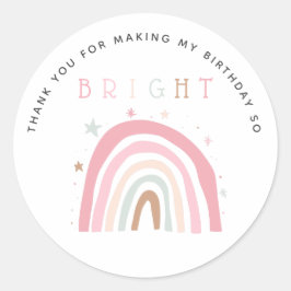Adesivo Redondo Pastel Rainbow Aniversário de criança Tão Brilhant