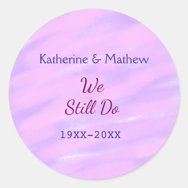 Adesivo Redondo Pastel rosa púrpura Aniversário da renovação da Vo (Frente)