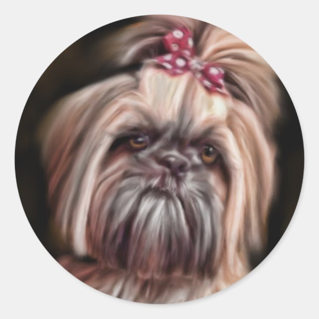 Adesivo Redondo Pastel Shih Tzu (Frente)
