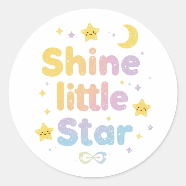 Adesivo Redondo Pastel "Shine Little Star" Celestial (Frente)
