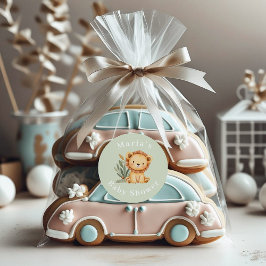 Adesivo Redondo Pastel Tropical chá de fraldas Selle Safari Animai