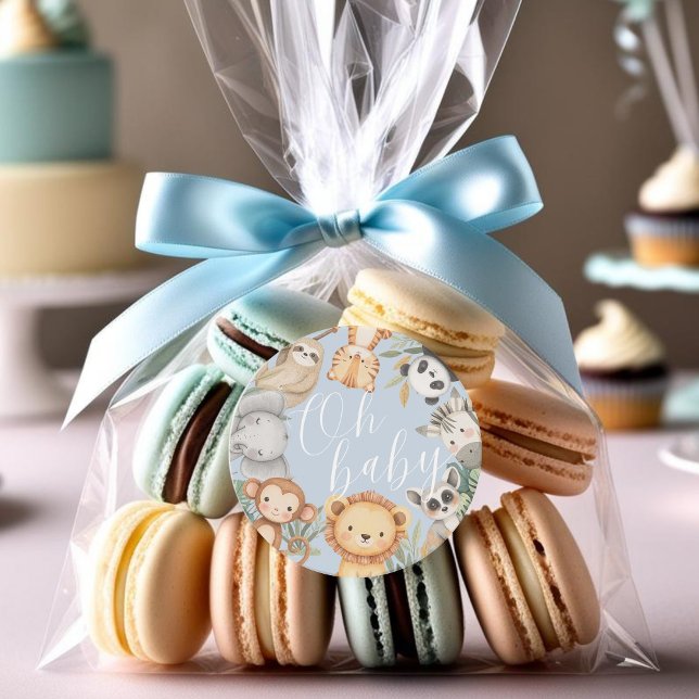 Adesivo Redondo Pastel Tropical chá de fraldas Selle Safari Animai (Criador carregado)