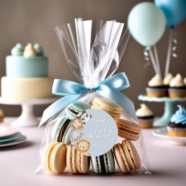 Adesivo Redondo Pastel Tropical Chá de fraldas Selle Safari Animai