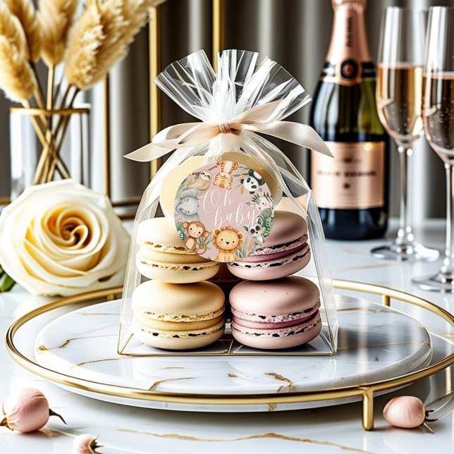 Adesivo Redondo Pastel Tropical chá de fraldas Selle Safari Animai (Criador carregado)