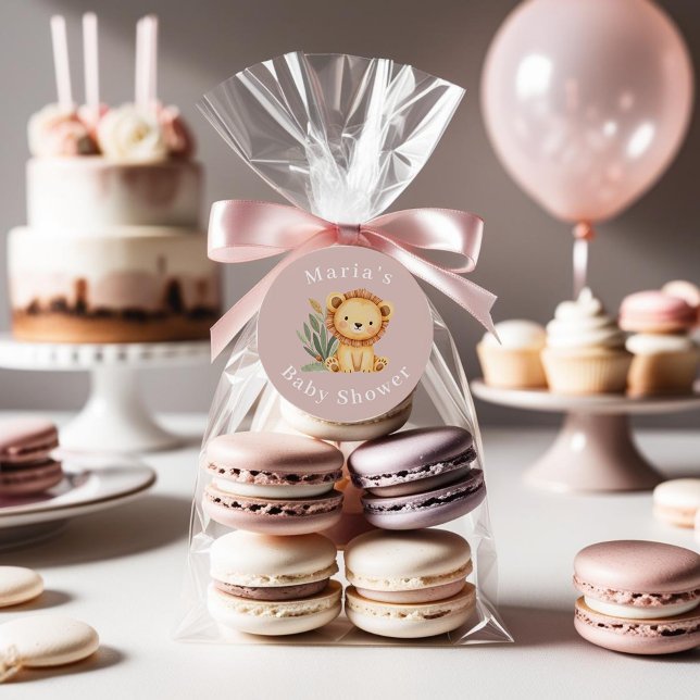 Adesivo Redondo Pastel Tropical chá de fraldas Selle Safari Animai (Criador carregado)