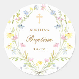 Adesivo Redondo Pastel Wildflower Baptism