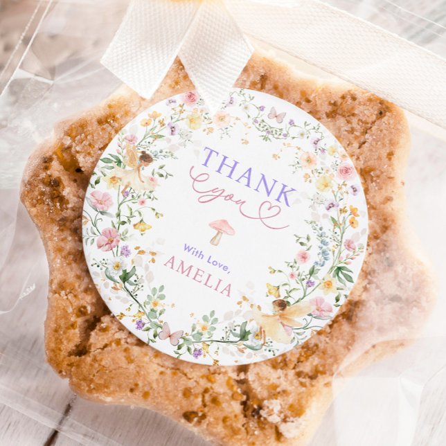 Adesivo Redondo Pastel Wildflower Fairy First Party (Criador carregado)