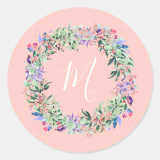 Adesivo Redondo Pastel Wreath - Rosas claro