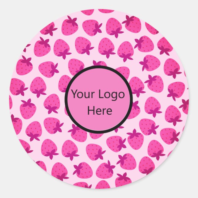 Adesivo Redondo pastelaria cor-de-rosa fruta natural (Frente)