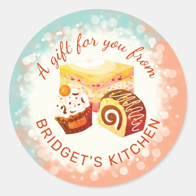 Adesivo Redondo Pastelaria da cozinha do autocolante (Frente)