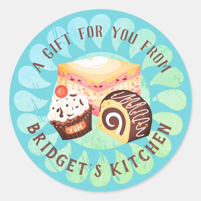 Adesivo Redondo Pastelaria da cozinha do autocolante (Frente)