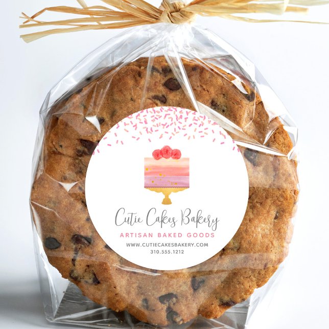 Adesivo Redondo Pastelaria de Ombre Rosa-Bolo-de-padaria (Criador carregado)